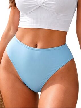 High Cut Cheeky Bikini Bottoms 2X Sky Blue NWOT Swim